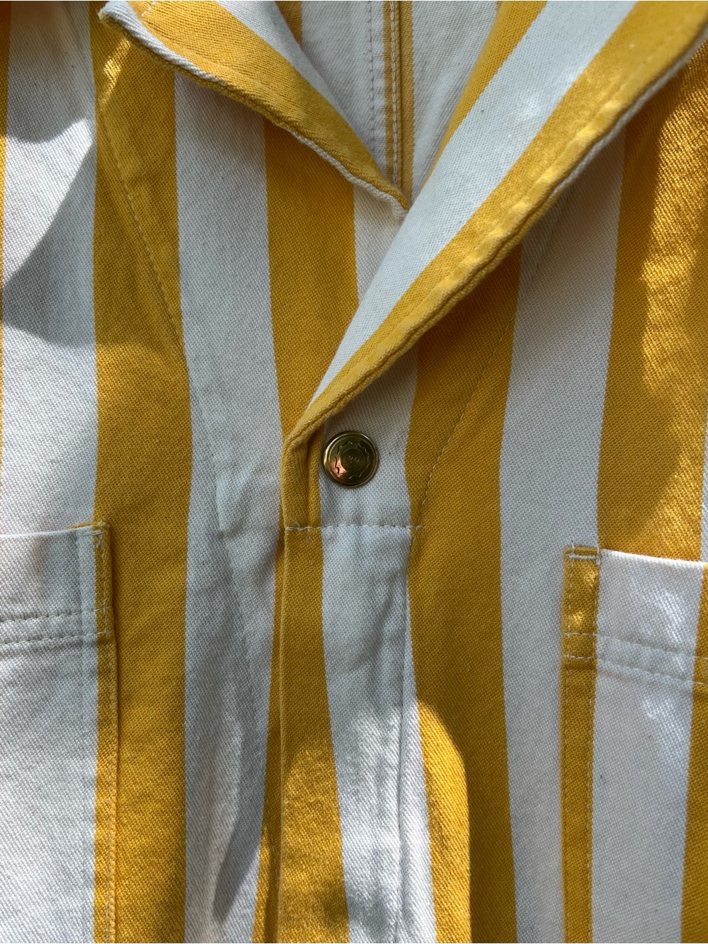 Big Bud Press Golden Yellow Stripe Short Sleeve Jumpsuit Size L - Picture 7 of 9